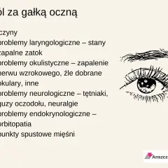 Ból głowy za okiem może mieć różne przyczyny: problemy z zatokami, wzrokiem, neurologiczne, endokrynologiczne lub punkty spustowe mięśni.