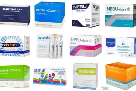 Sól fizjologiczna z kwasem hialuronowym w ampułkach do inhalacji, m.in. Nebu-Dose Hialuronic.