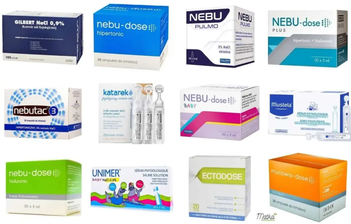 Sól fizjologiczna z kwasem hialuronowym w ampułkach do inhalacji, m.in. Nebu-Dose Hialuronic.