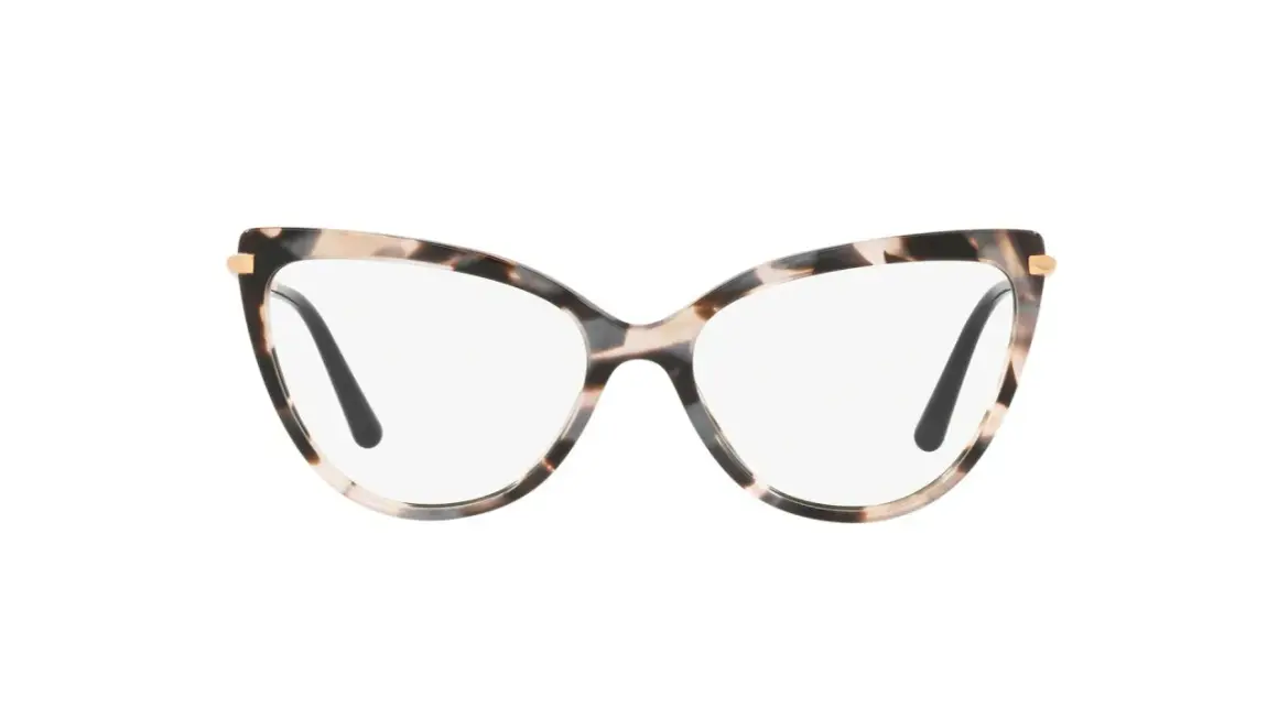 Eleganckie okulary w panterkę, idealne dla panny młodej w okularach, która chce dodać stylizacji odrobinę charakteru.