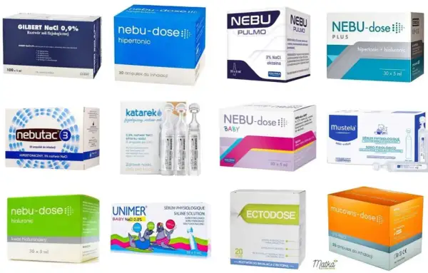 Sól fizjologiczna z kwasem hialuronowym w ampułkach do inhalacji, m.in. Nebu-Dose Hialuronic.